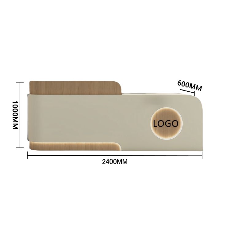 受付カウンター 大型 受付台 エントランス受付 店舗用 サロン 大容量収納 ベージュ カスタマイズ可能 JDQT-BODS-N007