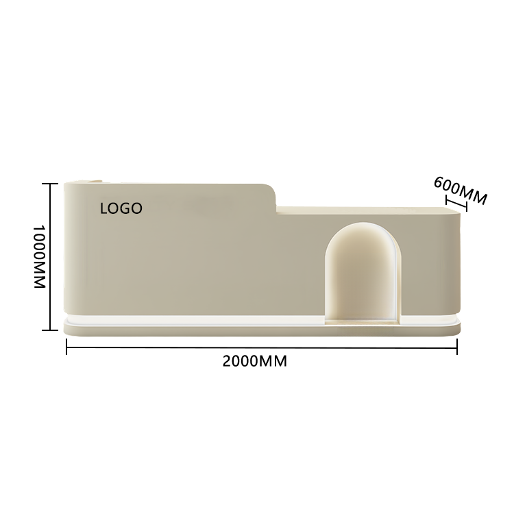 受付カウンター フロント 大型 店舗用 LEDライト付き 大容量収納 洗練 ベージュ カスタマイズ可能 JDQT-BODS-N006