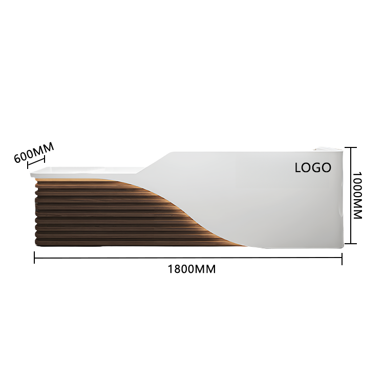 大型カウンター レジカウンター 受付台 エントランス受付 サロン 大容量収納 ベージュ カスタマイズ可能 JDQT-BODS-N008