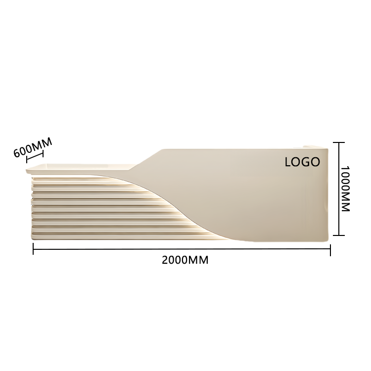 大型カウンター レジカウンター 受付台 エントランス受付 サロン 大容量収納 ベージュ カスタマイズ可能 JDQT-BODS-N008