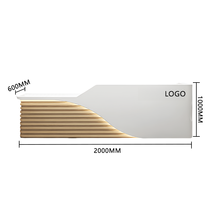 大型カウンター レジカウンター 受付台 エントランス受付 サロン 大容量収納 ベージュ カスタマイズ可能 JDQT-BODS-N008