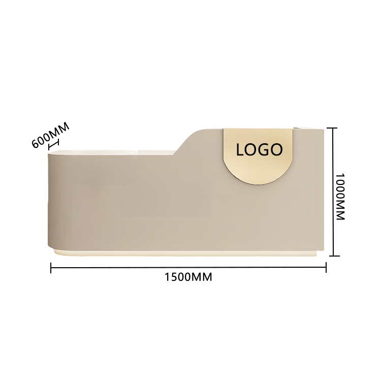 エントランス受付 レジカウンター フロント 大型 サロン 大容量収納 丈夫 洗練 ベージュ カスタマイズ可能 JDQT-BODS-N009