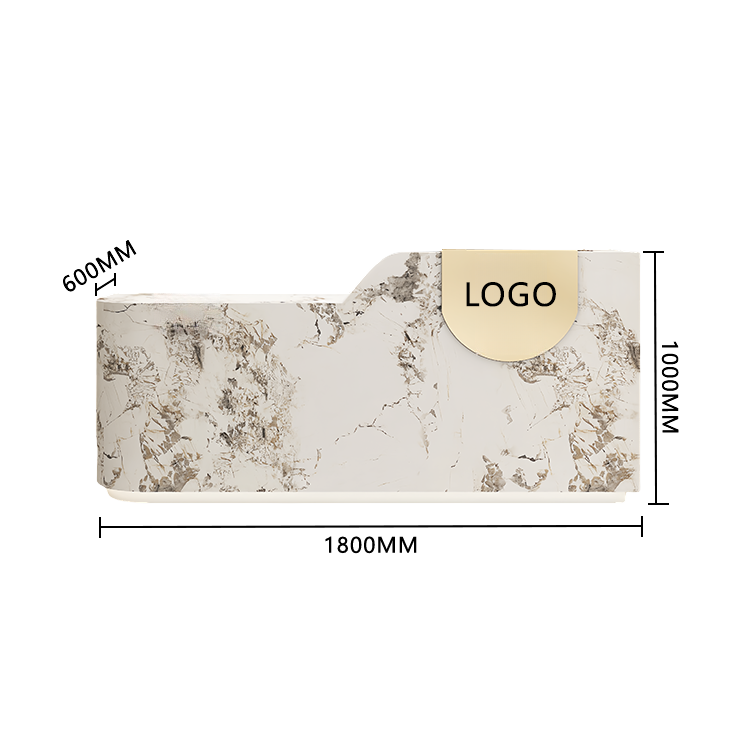 エントランス受付 レジカウンター フロント 大型 サロン 大容量収納 丈夫 洗練 ベージュ カスタマイズ可能 JDQT-BODS-N009