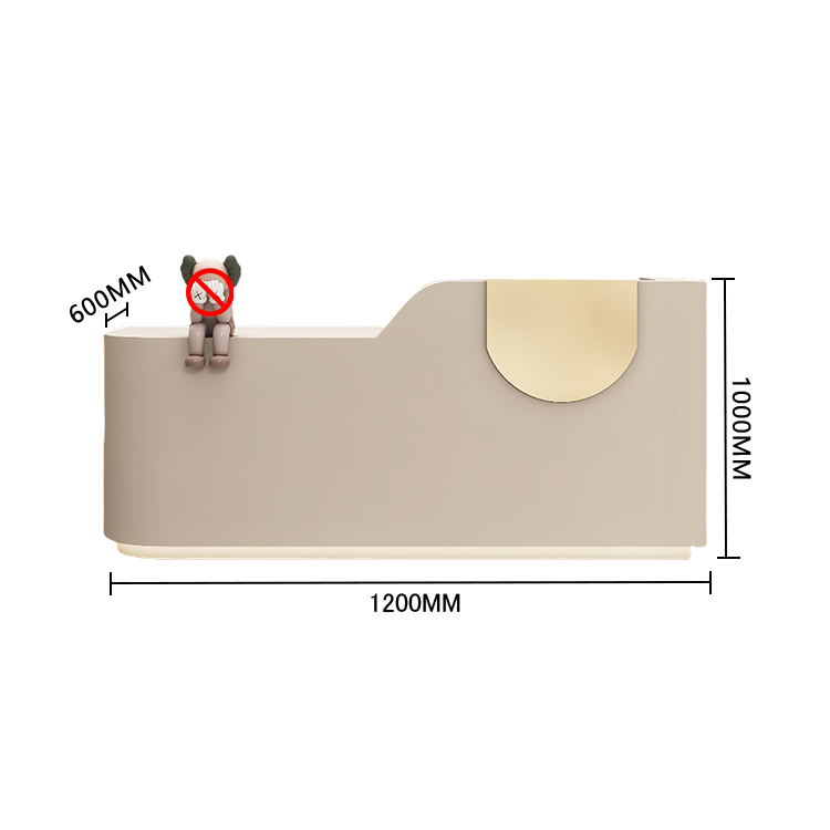 エントランス受付 レジカウンター フロント 大型 サロン 大容量収納 丈夫 洗練 ベージュ カスタマイズ可能 JDQT-BODS-N009