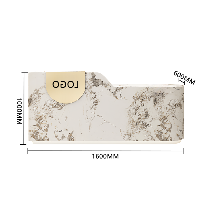 エントランス受付 レジカウンター フロント 大型 サロン 大容量収納 丈夫 洗練 ベージュ カスタマイズ可能 JDQT-BODS-N009