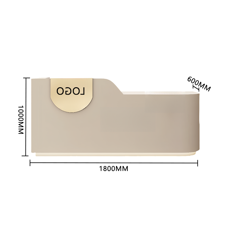 エントランス受付 レジカウンター フロント 大型 サロン 大容量収納 丈夫 洗練 ベージュ カスタマイズ可能 JDQT-BODS-N009