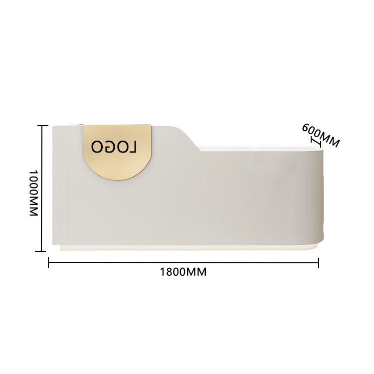 エントランス受付 レジカウンター フロント 大型 サロン 大容量収納 丈夫 洗練 ベージュ カスタマイズ可能 JDQT-BODS-N009