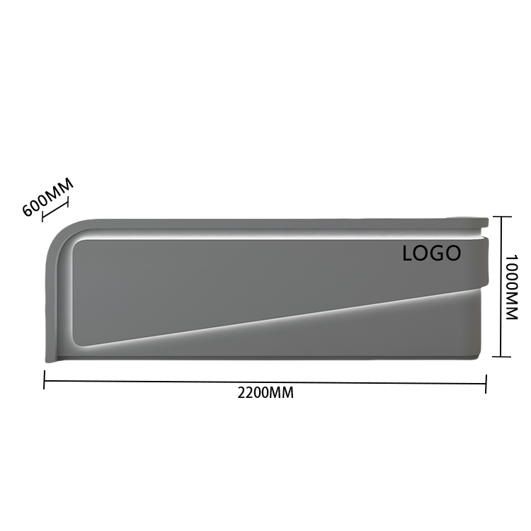 受付カウンター レジカウンター 大型 店舗用 引き出し 焼付塗装 大容量収納 グレー カスタマイズ可能 JDQT-BODS-N020