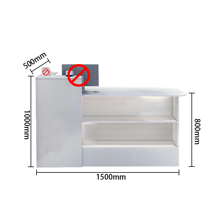 受付カウンター レジカウンター 店舗用 美容院用 鍵ロック 配線穴 角丸 オシャレ ナチュラル カスタマイズ可能 JDQT-N002