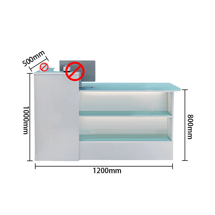 受付カウンター レジカウンター 店舗用 美容院用 鍵ロック 配線穴 角丸 オシャレ ナチュラル カスタマイズ可能 JDQT-N002