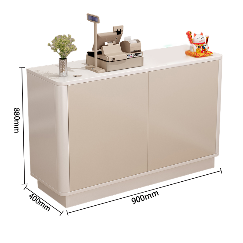 レジカウンター 受付カウンター フロント カウンター R加工 配線穴 オープン収納 扉付き収納 鍵ロック JDQT-N004