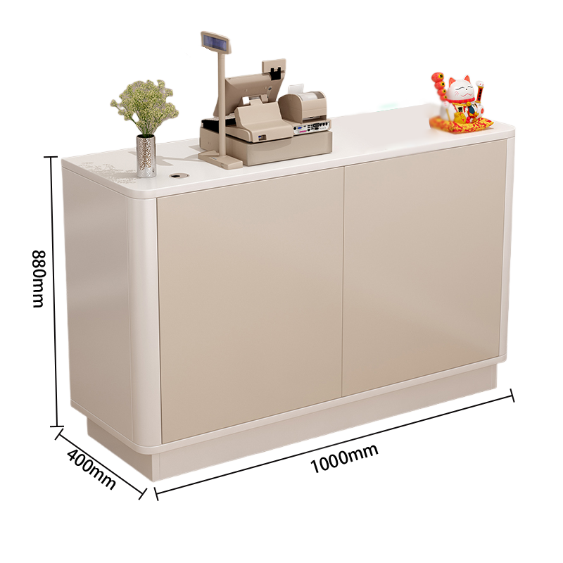 レジカウンター 受付カウンター フロント カウンター R加工 配線穴 オープン収納 扉付き収納 鍵ロック JDQT-N004