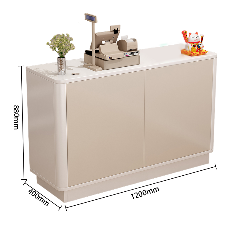 レジカウンター 受付カウンター フロント カウンター R加工 配線穴 オープン収納 扉付き収納 鍵ロック JDQT-N004