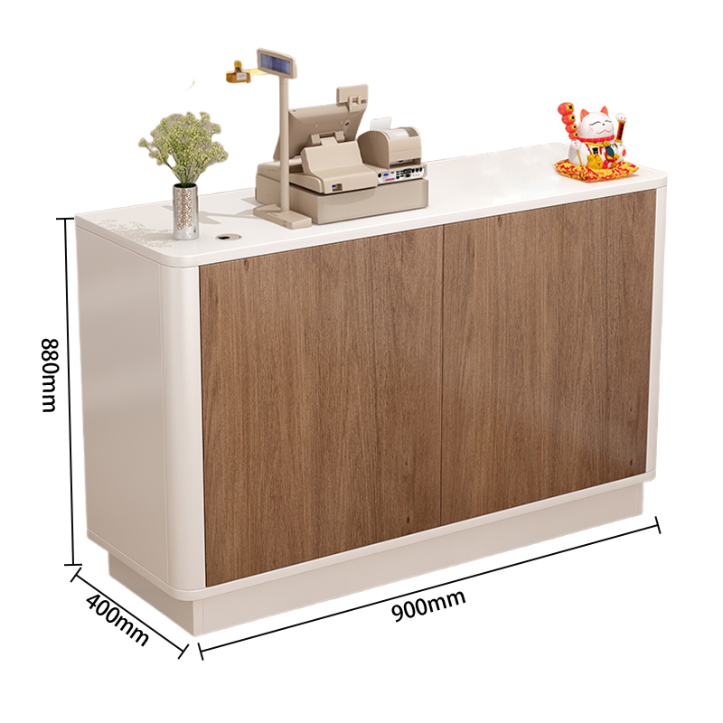 レジカウンター 受付カウンター フロント カウンター R加工 配線穴 オープン収納 扉付き収納 鍵ロック JDQT-N004
