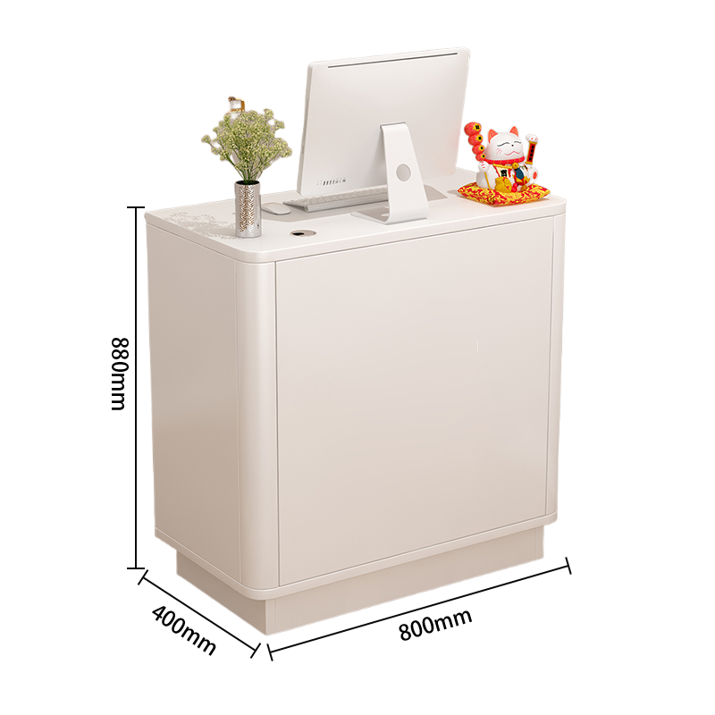 レジカウンター 受付カウンター フロント カウンター R加工 配線穴 オープン収納 扉付き収納 鍵ロック JDQT-N004