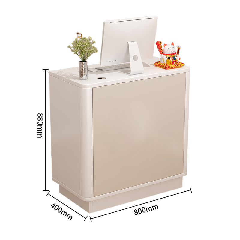 レジカウンター 受付カウンター フロント カウンター R加工 配線穴 オープン収納 扉付き収納 鍵ロック JDQT-N004