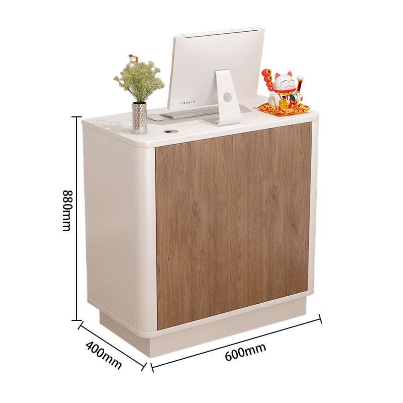 レジカウンター 受付カウンター フロント カウンター R加工 配線穴 オープン収納 扉付き収納 鍵ロック JDQT-N004