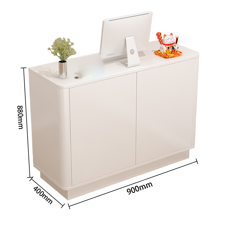 レジカウンター 受付カウンター フロント カウンター R加工 配線穴 オープン収納 扉付き収納 鍵ロック JDQT-N004