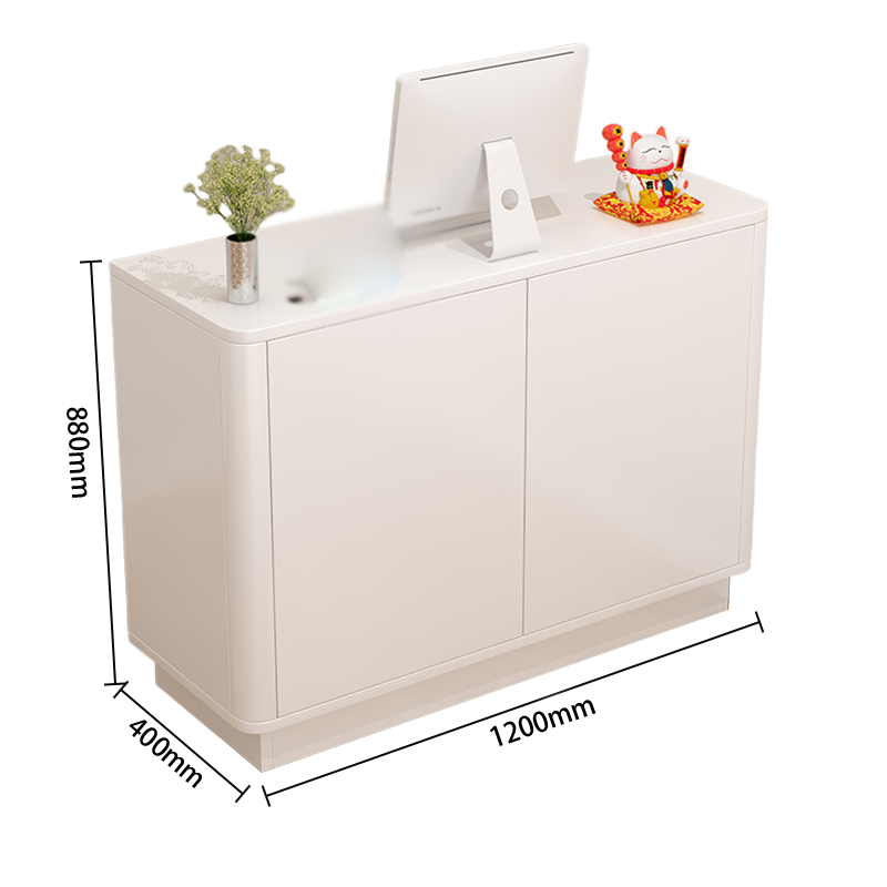 レジカウンター 受付カウンター フロント カウンター R加工 配線穴 オープン収納 扉付き収納 鍵ロック JDQT-N004