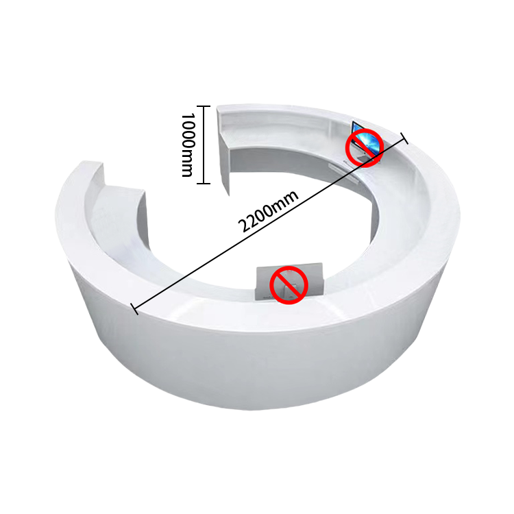 カウンター 受付カウンター 円弧状カウンター 病院 クリニック受付台 大容量収納 キーボードトレイ 広い ホワイト JDQT-N017