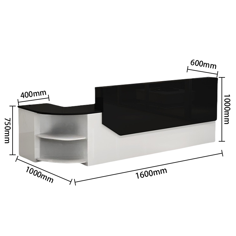 受付カウンター L字型カウンター フロント 大容量収納 引き出し収納 キーボードトレイ ホワイト カスタマイズ可能 JDQT-N021