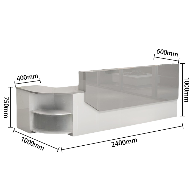 受付カウンター L字型カウンター フロント 大容量収納 引き出し収納 キーボードトレイ ホワイト カスタマイズ可能 JDQT-N021