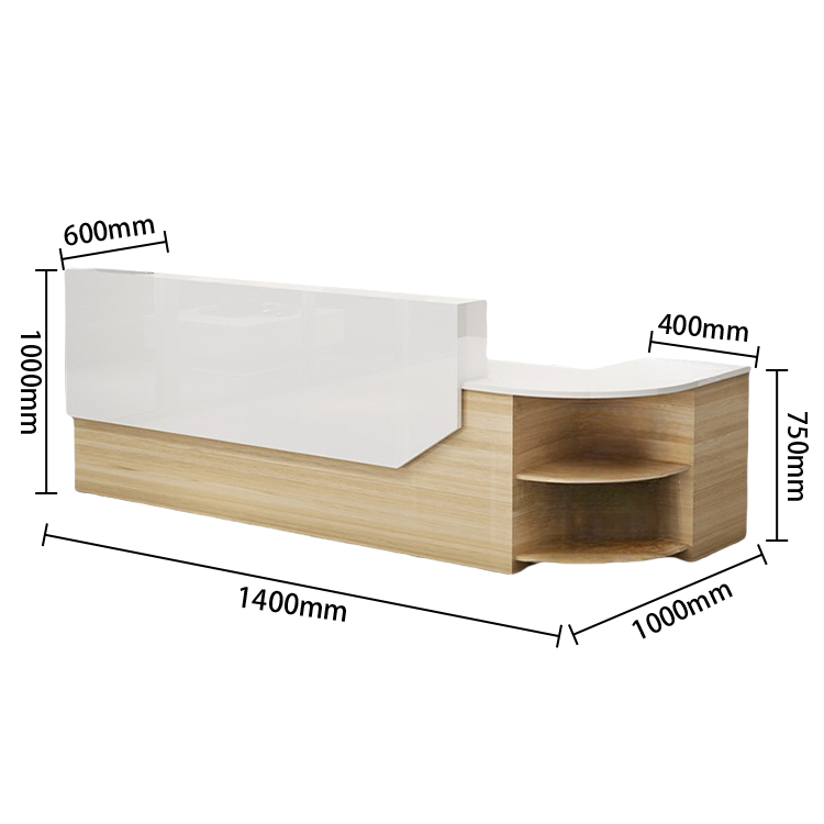 受付カウンター L字型カウンター フロント 大容量収納 引き出し収納 キーボードトレイ ホワイト カスタマイズ可能 JDQT-N021