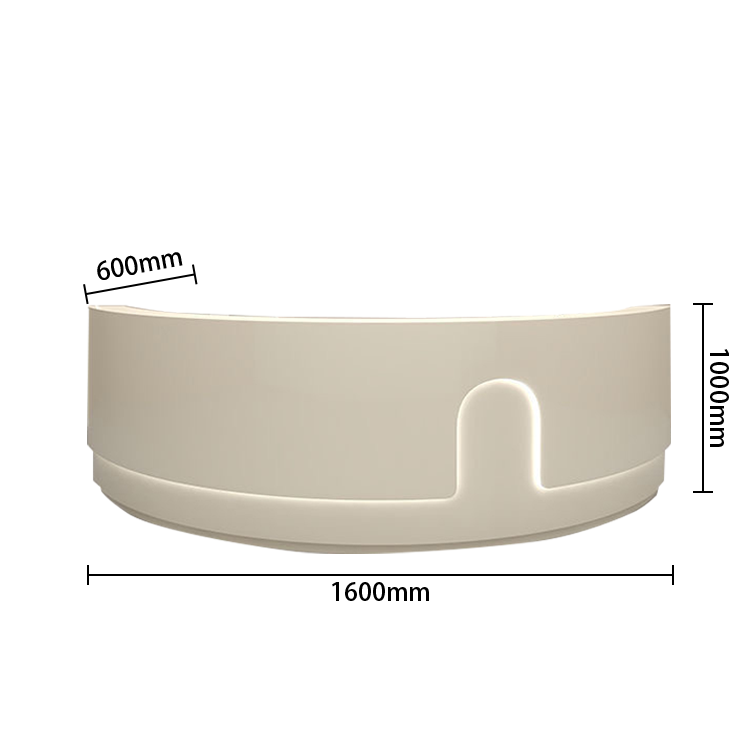 受付カウンター レジカウンター 円弧型受付カウンター 受付用 鍵ロック キーボードトレイ ベージュ カスタマイズ可能 JDQT-N023