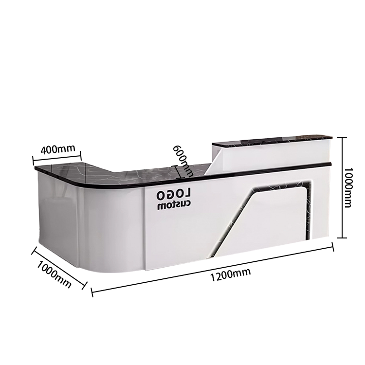 受付カウンター レジカウンター L字型カウンター 事務用 大容量収納 鏡面仕上げ ナチュラル カスタマイズ可能 JDQT-N033