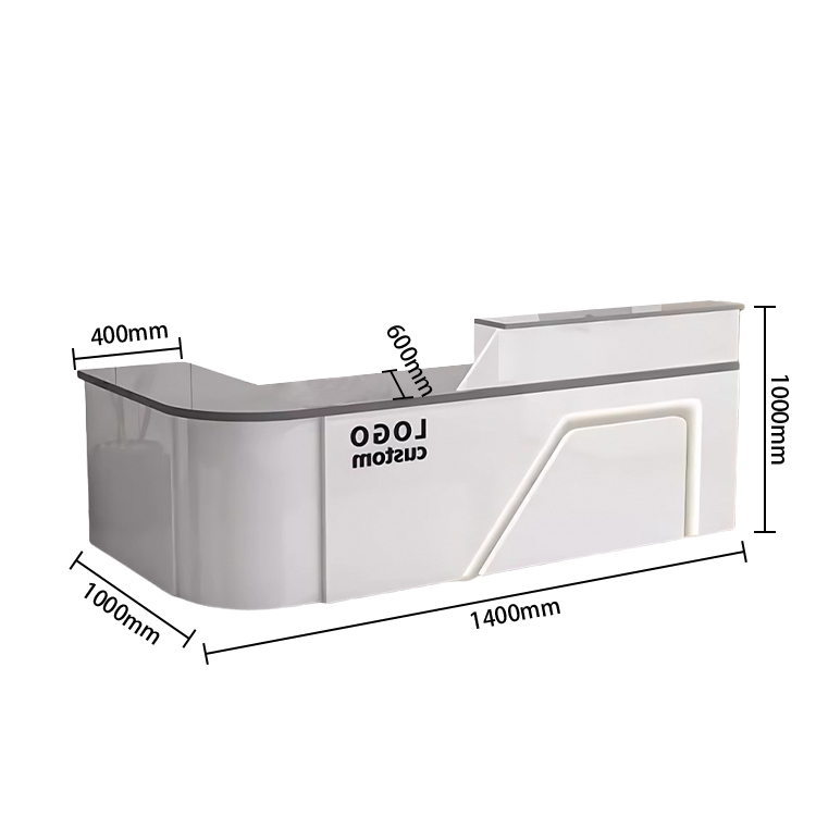 受付カウンター レジカウンター L字型カウンター 事務用 大容量収納 鏡面仕上げ ナチュラル カスタマイズ可能 JDQT-N033