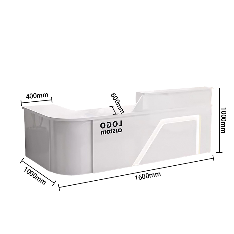 受付カウンター レジカウンター L字型カウンター 事務用 大容量収納 鏡面仕上げ ナチュラル カスタマイズ可能 JDQT-N033