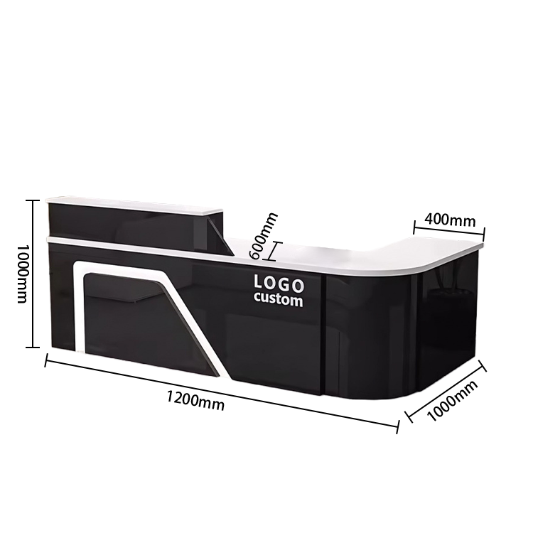 受付カウンター レジカウンター L字型カウンター 事務用 大容量収納 鏡面仕上げ ナチュラル カスタマイズ可能 JDQT-N033