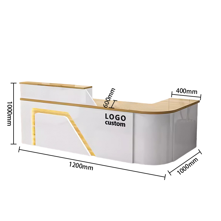 受付カウンター レジカウンター L字型カウンター 事務用 大容量収納 鏡面仕上げ ナチュラル カスタマイズ可能 JDQT-N033