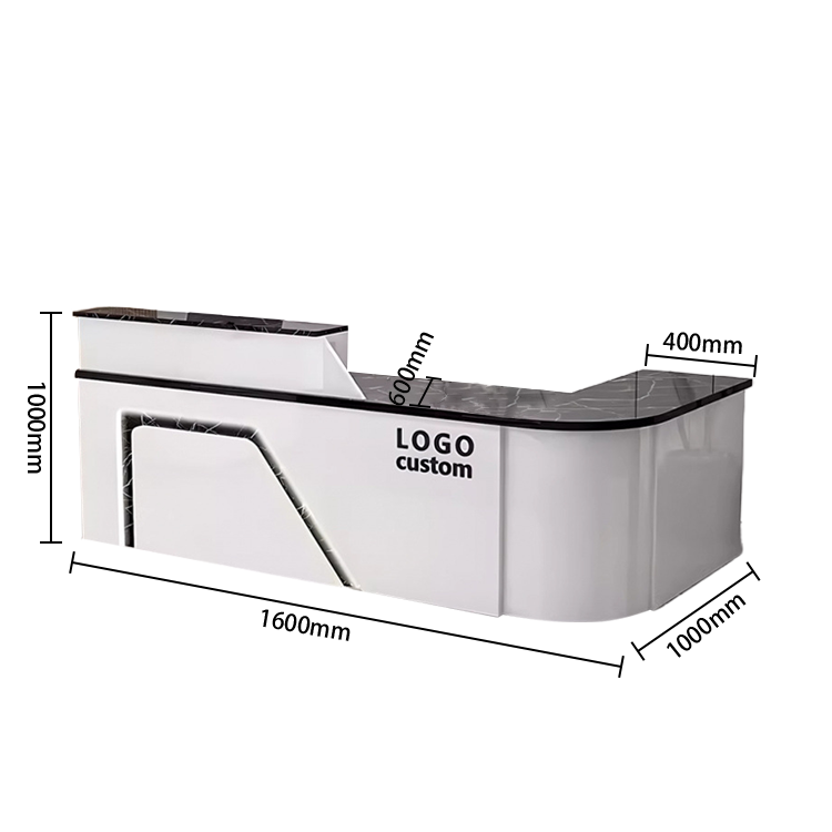 受付カウンター レジカウンター L字型カウンター 事務用 大容量収納 鏡面仕上げ ナチュラル カスタマイズ可能 JDQT-N033