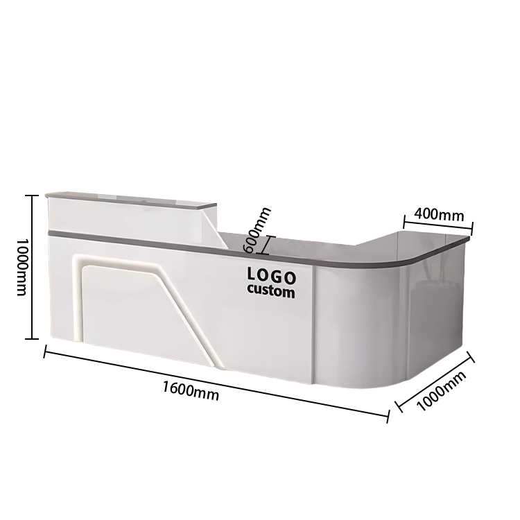 受付カウンター レジカウンター L字型カウンター 事務用 大容量収納 鏡面仕上げ ナチュラル カスタマイズ可能 JDQT-N033