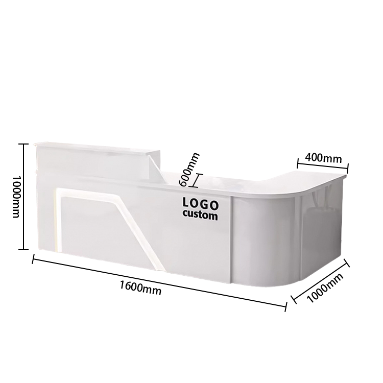 受付カウンター レジカウンター L字型カウンター 事務用 大容量収納 鏡面仕上げ ナチュラル カスタマイズ可能 JDQT-N033