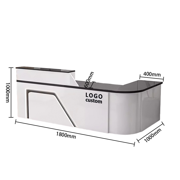 受付カウンター レジカウンター L字型カウンター 事務用 大容量収納 鏡面仕上げ ナチュラル カスタマイズ可能 JDQT-N033