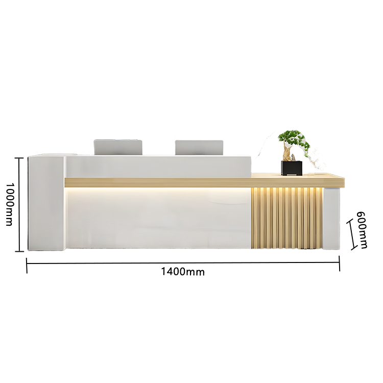 受付カウンター レジカウンター エントランス受付 鍵ロック 配線穴 LEDライト 高荷重 ナチュラル カスタマイズ可能 JDQT-N034