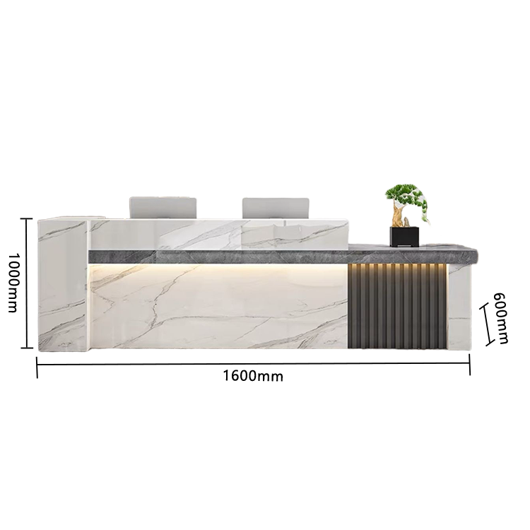 受付カウンター レジカウンター エントランス受付 鍵ロック 配線穴 LEDライト 高荷重 ナチュラル カスタマイズ可能 JDQT-N034