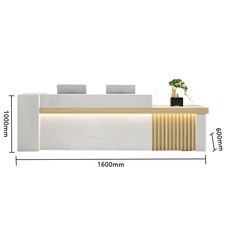 受付カウンター レジカウンター エントランス受付 鍵ロック 配線穴 LEDライト 高荷重 ナチュラル カスタマイズ可能 JDQT-N034