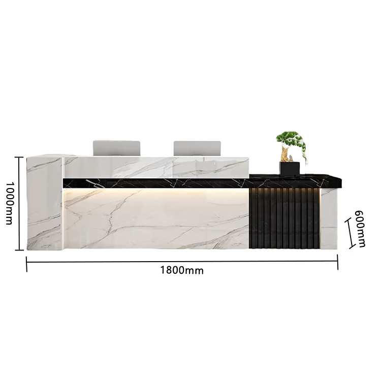 受付カウンター レジカウンター エントランス受付 鍵ロック 配線穴 LEDライト 高荷重 ナチュラル カスタマイズ可能 JDQT-N034