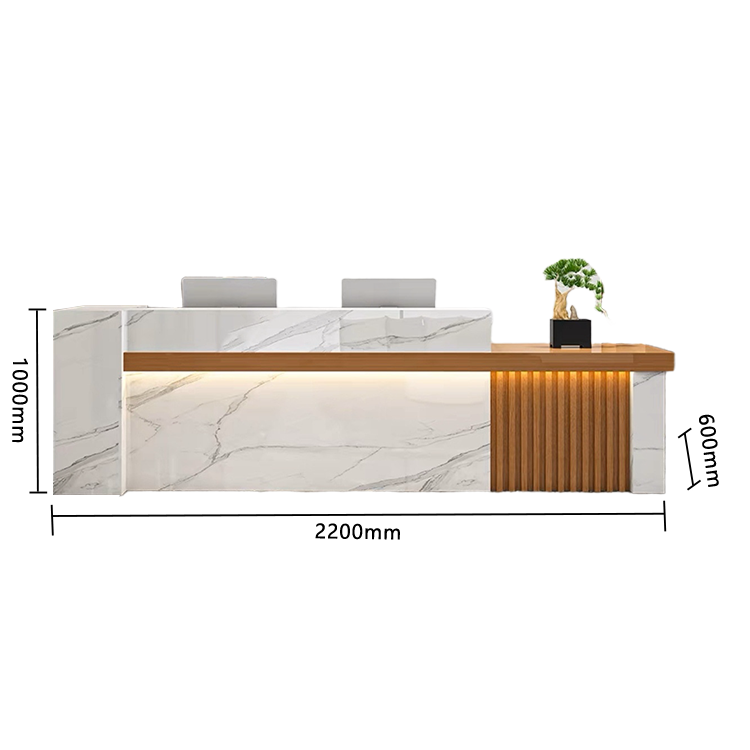 受付カウンター レジカウンター エントランス受付 鍵ロック 配線穴 LEDライト 高荷重 ナチュラル カスタマイズ可能 JDQT-N034