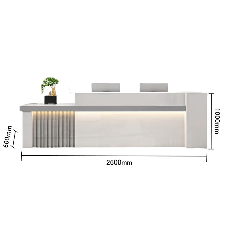 受付カウンター レジカウンター エントランス受付 鍵ロック 配線穴 LEDライト 高荷重 ナチュラル カスタマイズ可能 JDQT-N034