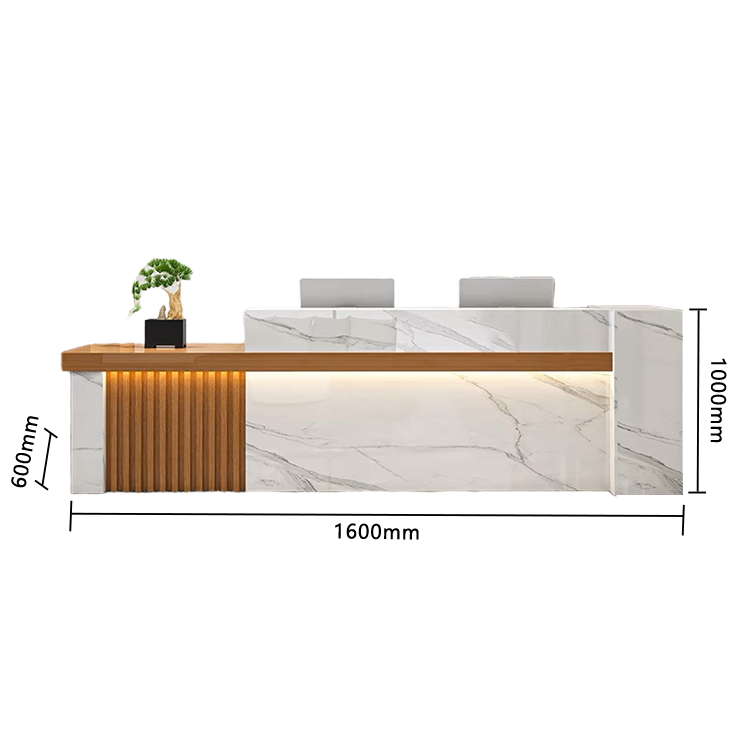 受付カウンター レジカウンター エントランス受付 鍵ロック 配線穴 LEDライト 高荷重 ナチュラル カスタマイズ可能 JDQT-N034