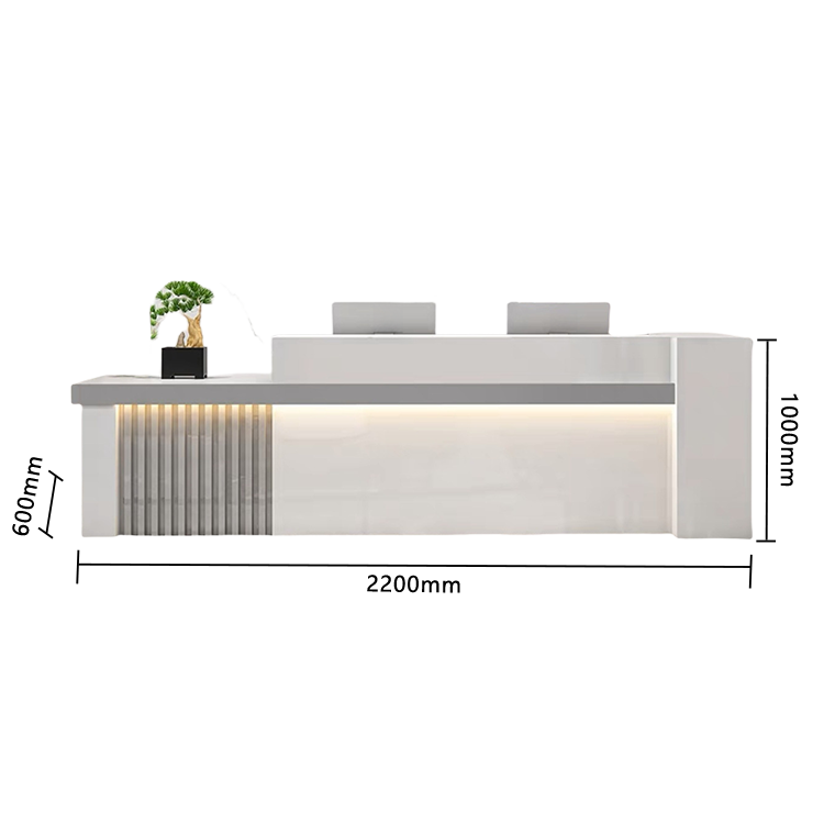 受付カウンター レジカウンター エントランス受付 鍵ロック 配線穴 LEDライト 高荷重 ナチュラル カスタマイズ可能 JDQT-N034