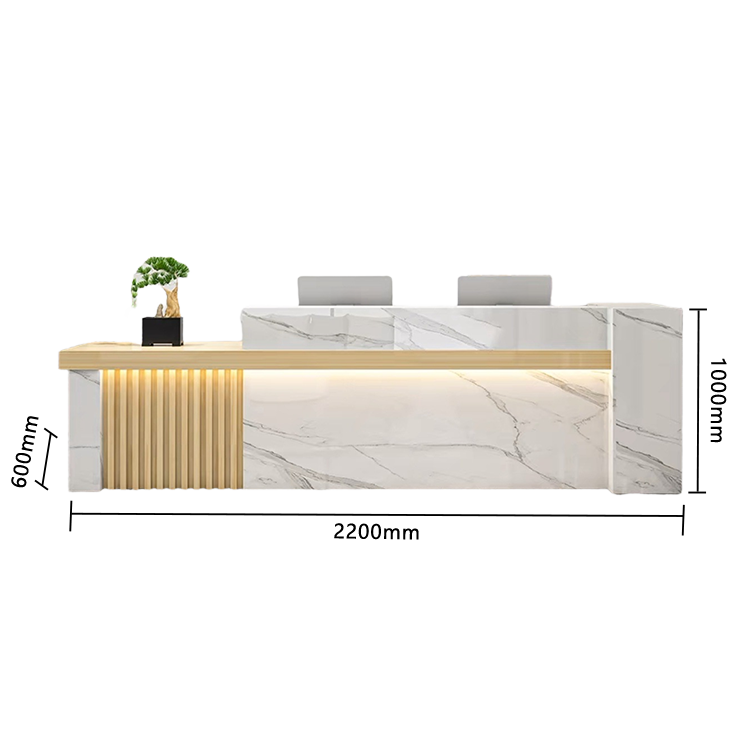 受付カウンター レジカウンター エントランス受付 鍵ロック 配線穴 LEDライト 高荷重 ナチュラル カスタマイズ可能 JDQT-N034