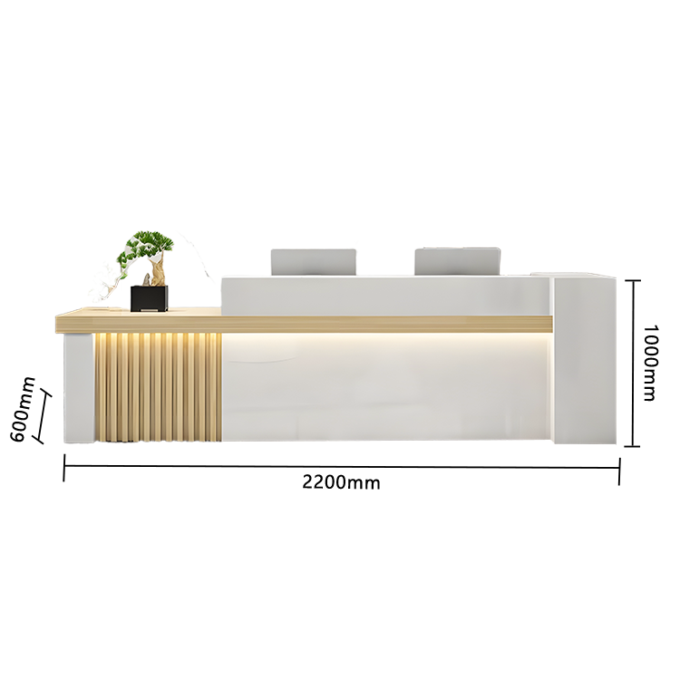 受付カウンター レジカウンター エントランス受付 鍵ロック 配線穴 LEDライト 高荷重 ナチュラル カスタマイズ可能 JDQT-N034