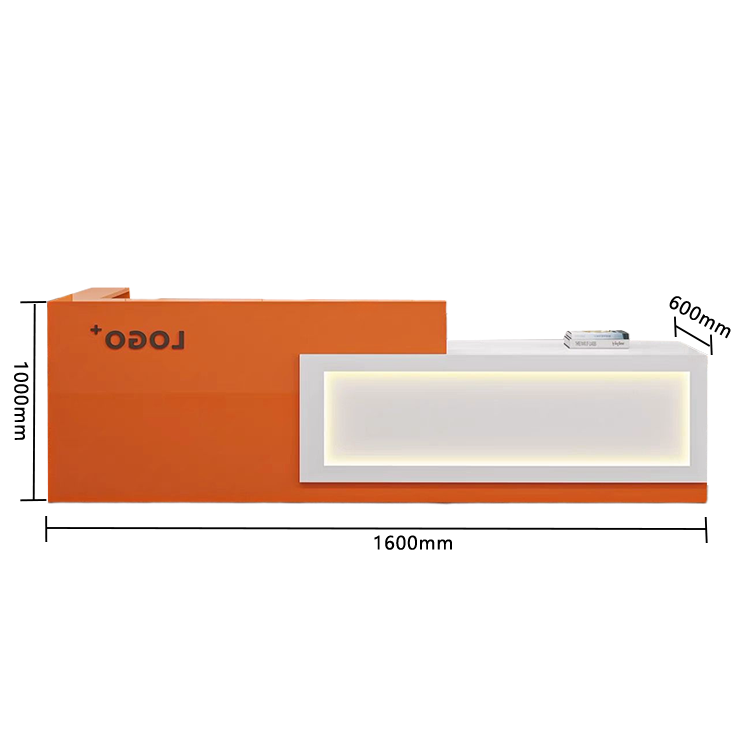 受付カウンター レジカウンター 店舗用 鍵ロック 配線穴 上部天板 上質 すっきり オレンジ カスタマイズ可能 JDQT-N035