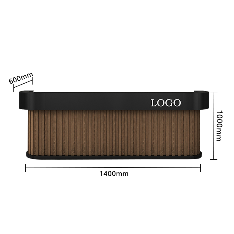 受付カウンター レジカウンター 店舗用 台輪デザイン 大容量収納 上質 洗練 ライトウォールナット カスタマイズ可能 JDQT-N038