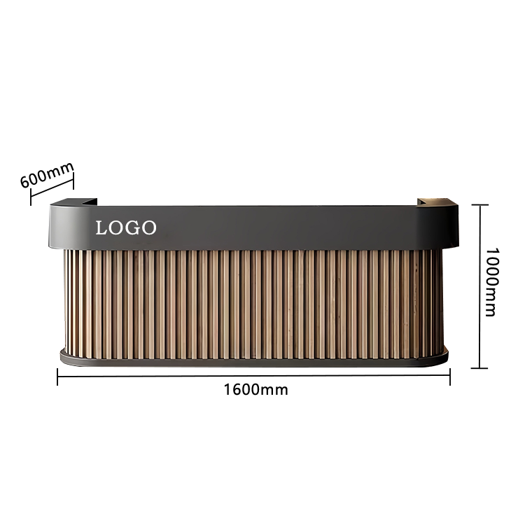 受付カウンター レジカウンター 店舗用 台輪デザイン 大容量収納 上質 洗練 ライトウォールナット カスタマイズ可能 JDQT-N038